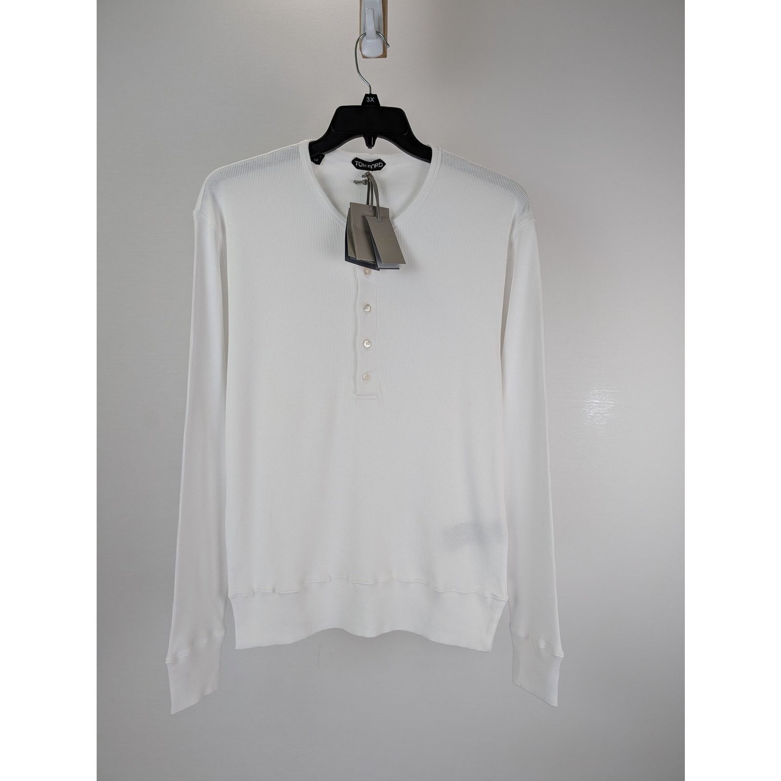 Tom Ford o1rshd1 Henley shirt in White Size US L / EU 52-54 / 3 - 1 Thumbnail