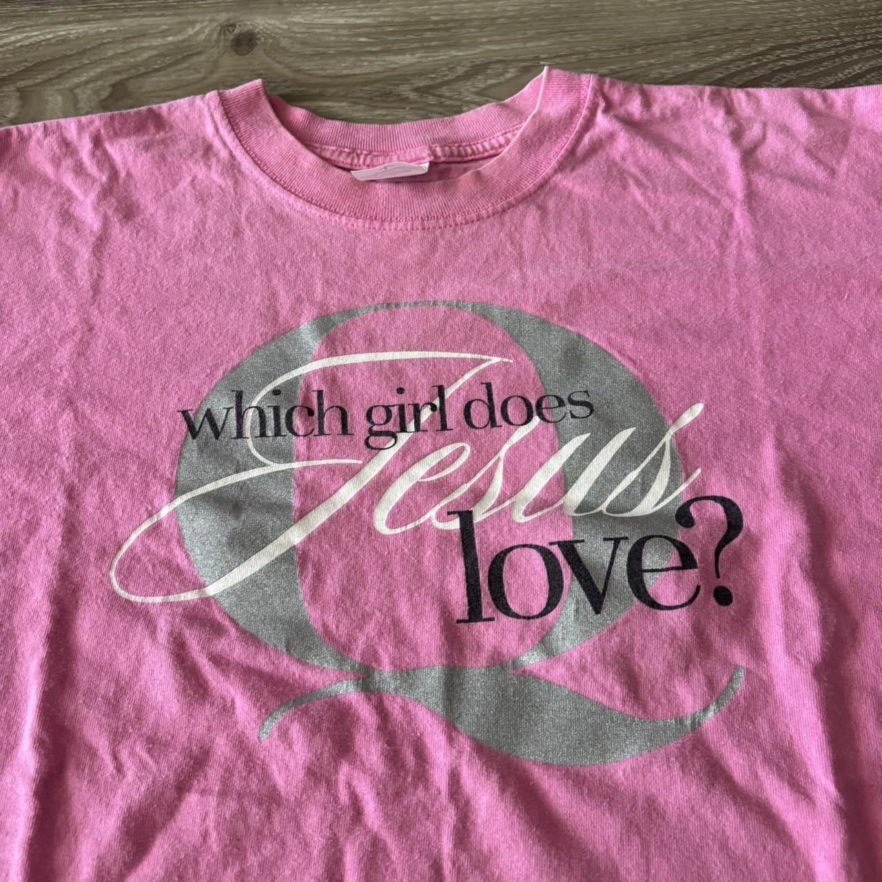 Vintage Crazy Vintage 90s Pink Jesus Graphic Tee! Size L Size US L / EU 52-54 / 3 - 3 Thumbnail