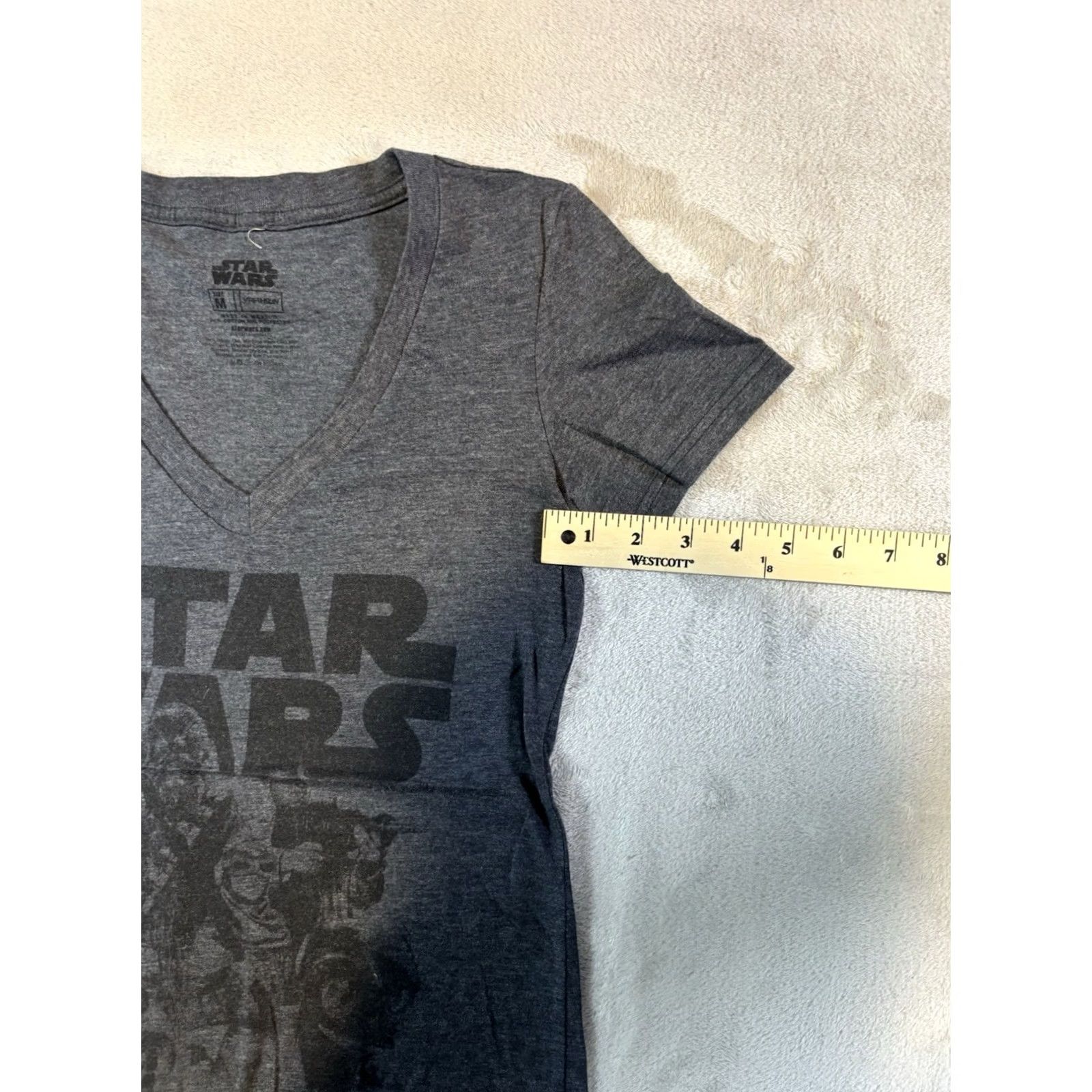 Star Wars Star Wars Women's T-Shirt Dark Gray V-Neck Size M Knit Cotton Polyester Short Sleeve Regular Casual Shirt Womens Size M / US 6-8 / IT 42-44 - 4 Thumbnail