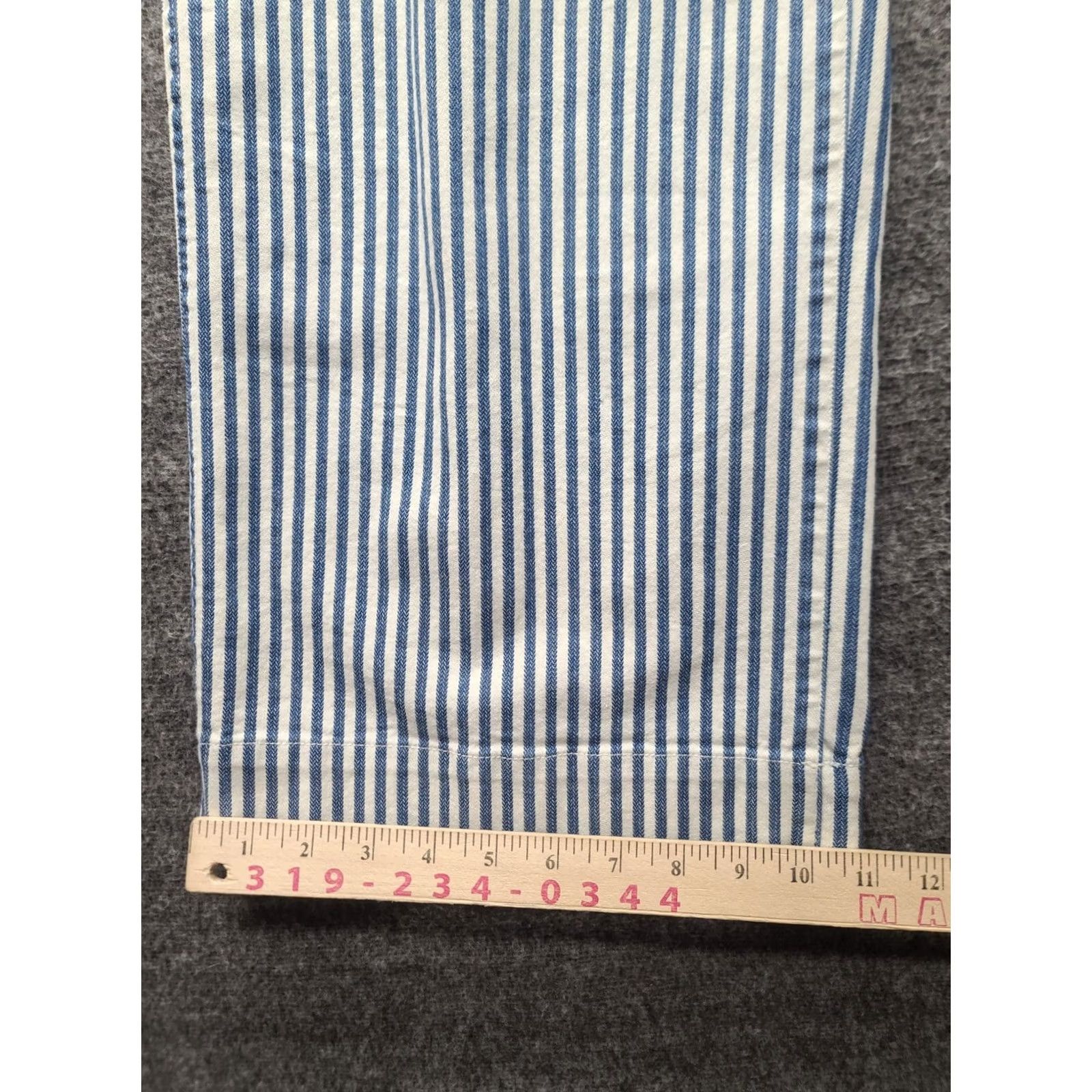 Madewell Madewell Emmett Pants Womens 30x25 Relaxed Wide-Leg Cropped Seersucker Blue Cotton Polyester Spandex Twill 90s Bohemian City Womens Size 30" / US 8 / IT 44 - 6 Thumbnail