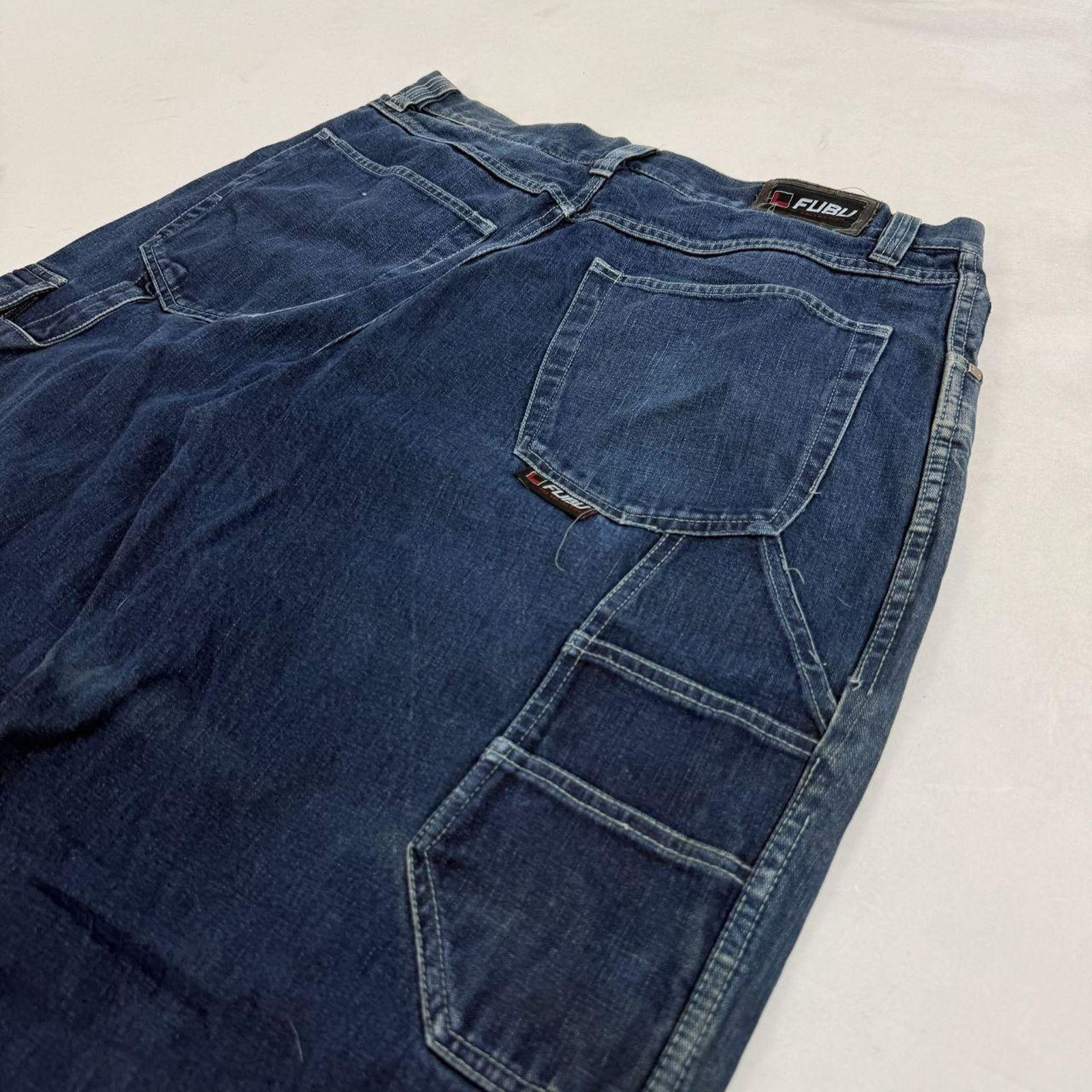 Fubu × JNCO × Vintage Vintage y2k carpenter baggy wide leg archive dark wash jeans Size US 36 / EU 52 - 2 Thumbnail