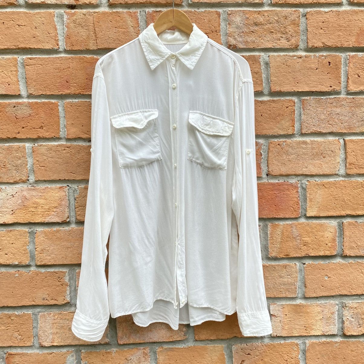 Japanese Brand G.O.A White Soft Long Sleeve Shirt Size US XL / EU 56 / 4 - 1 Thumbnail