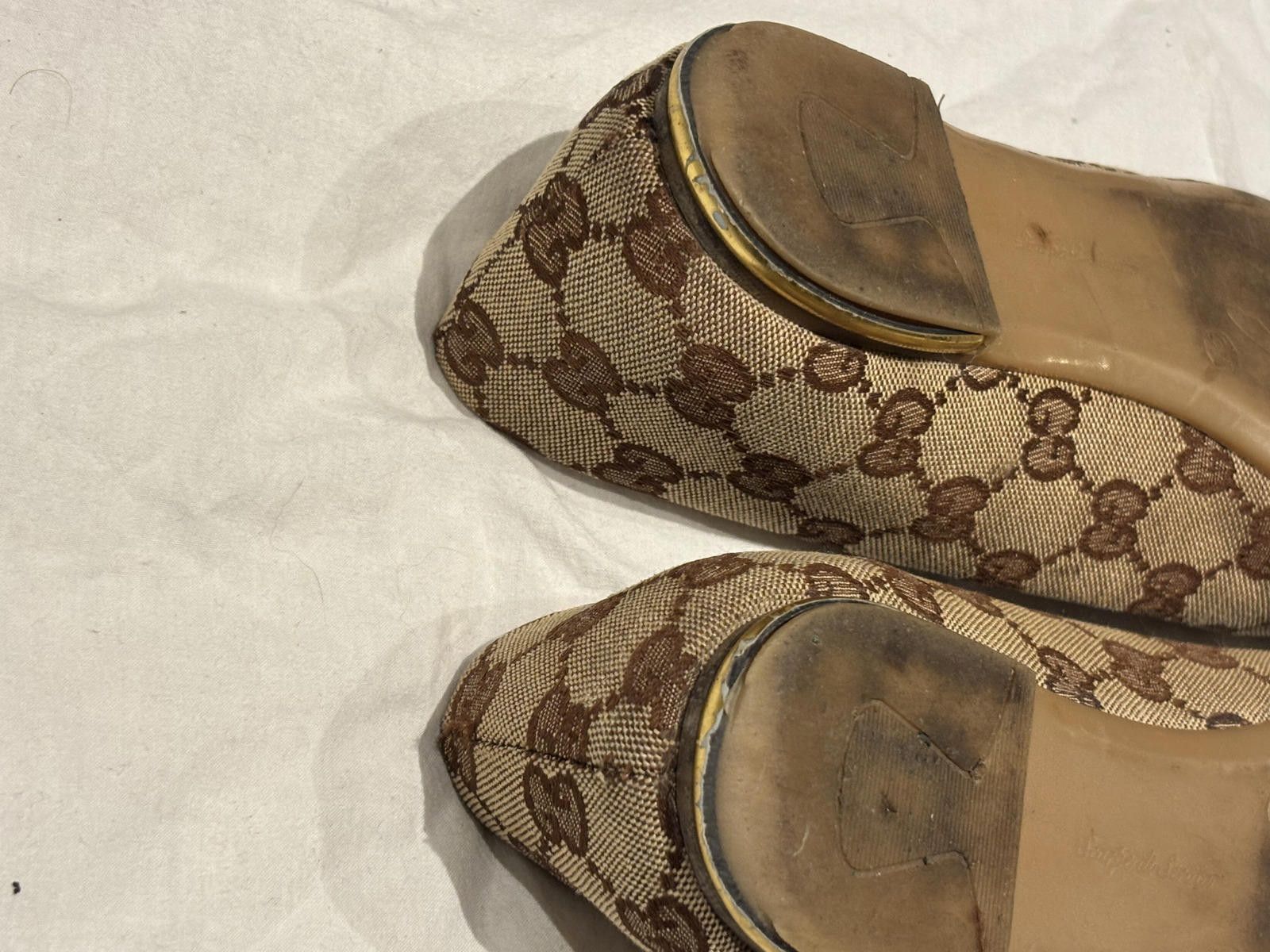 Gucci Gucci - Brown GG Canvas Ballet Flats with Horsebit Detail Size US 7.5 / IT 37.5 - 7 Thumbnail