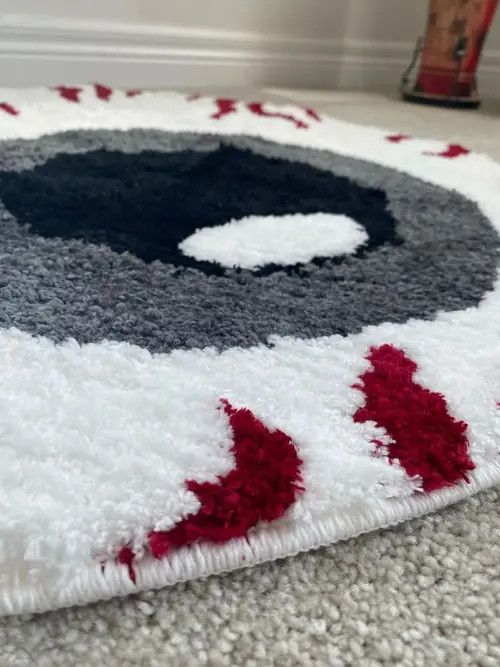VIBE Handmade Red Silk Eyeball Soft Rug Size ONE SIZE - 4 Thumbnail