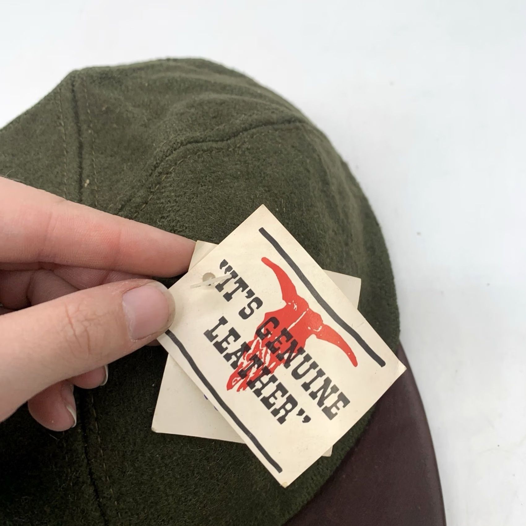 American Eagle Outfitters VINTAGE American Eagle Outfitters Hat Cap Adjustable Strap Wool Made USA NEW Mens Baseball Cap Green Suede Wool Twill Size ONE SIZE - 4 Thumbnail