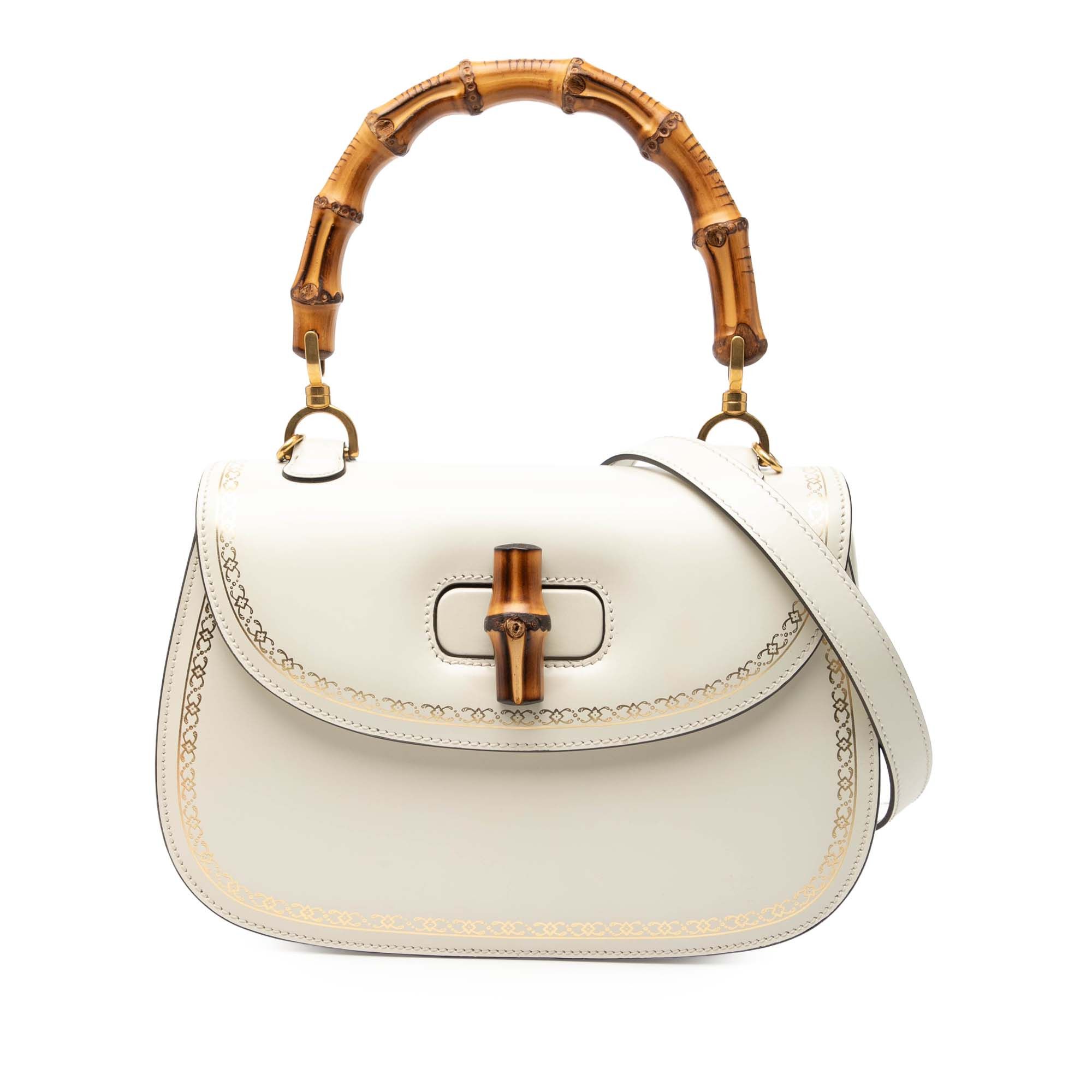 Gucci Gucci Calfskin Frame Print Bamboo Web Top Handle Bag Size ONE SIZE - 1 Thumbnail