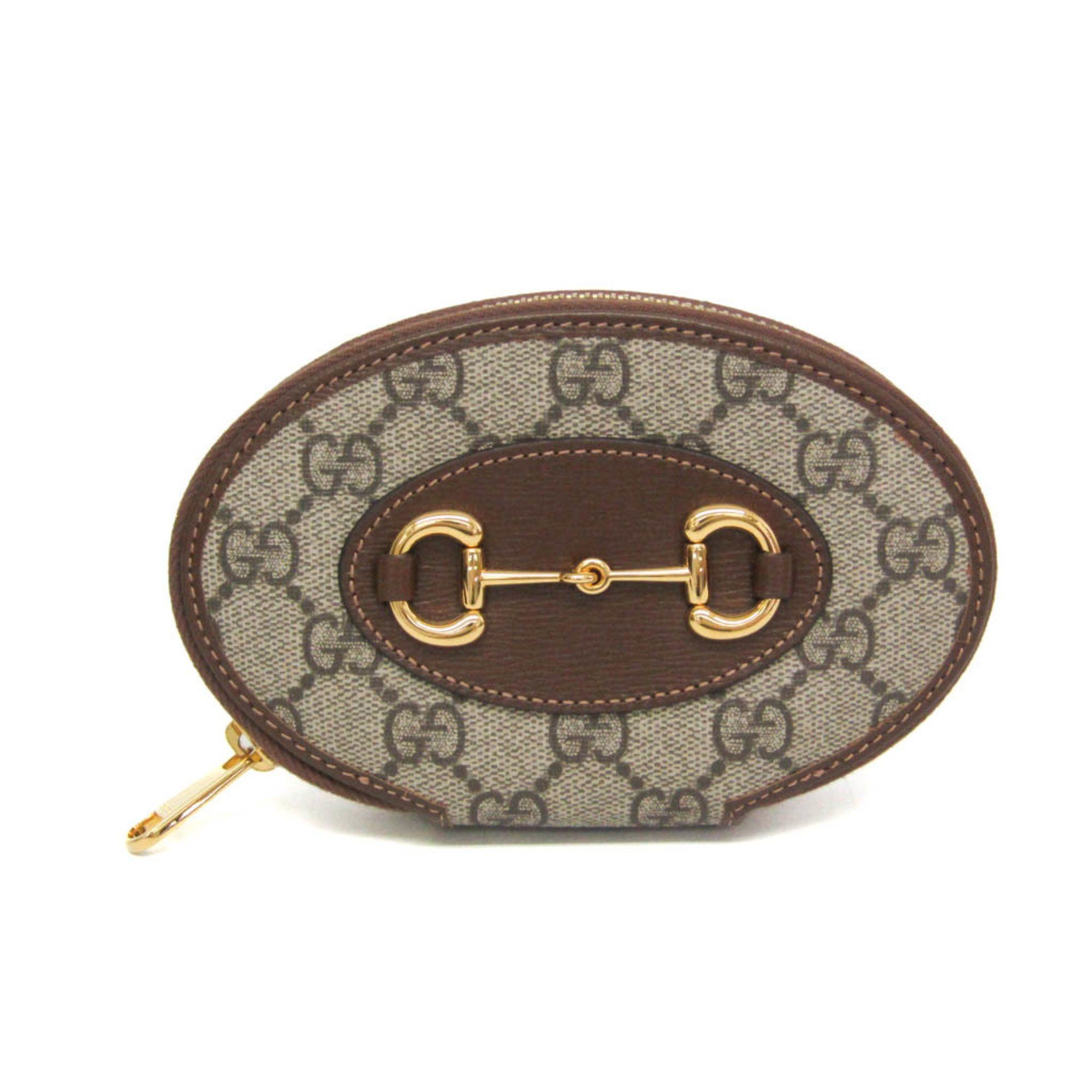 Gucci Gucci GG Supreme Horsebit 1955 622040 Women's Leather,PVC Coin Purse/coin Case Beige,Brown Size ONE SIZE - 1 Thumbnail