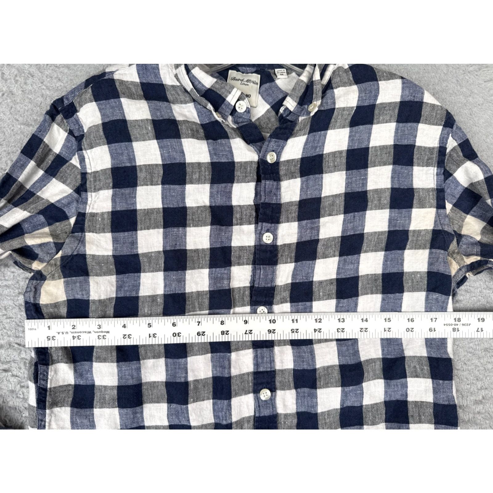 Murano Baird McNutt Shirt Women Medium Blue Plaid Button-Up Slim Fit Linen Size M / US 6-8 / IT 42-44 - 7 Thumbnail