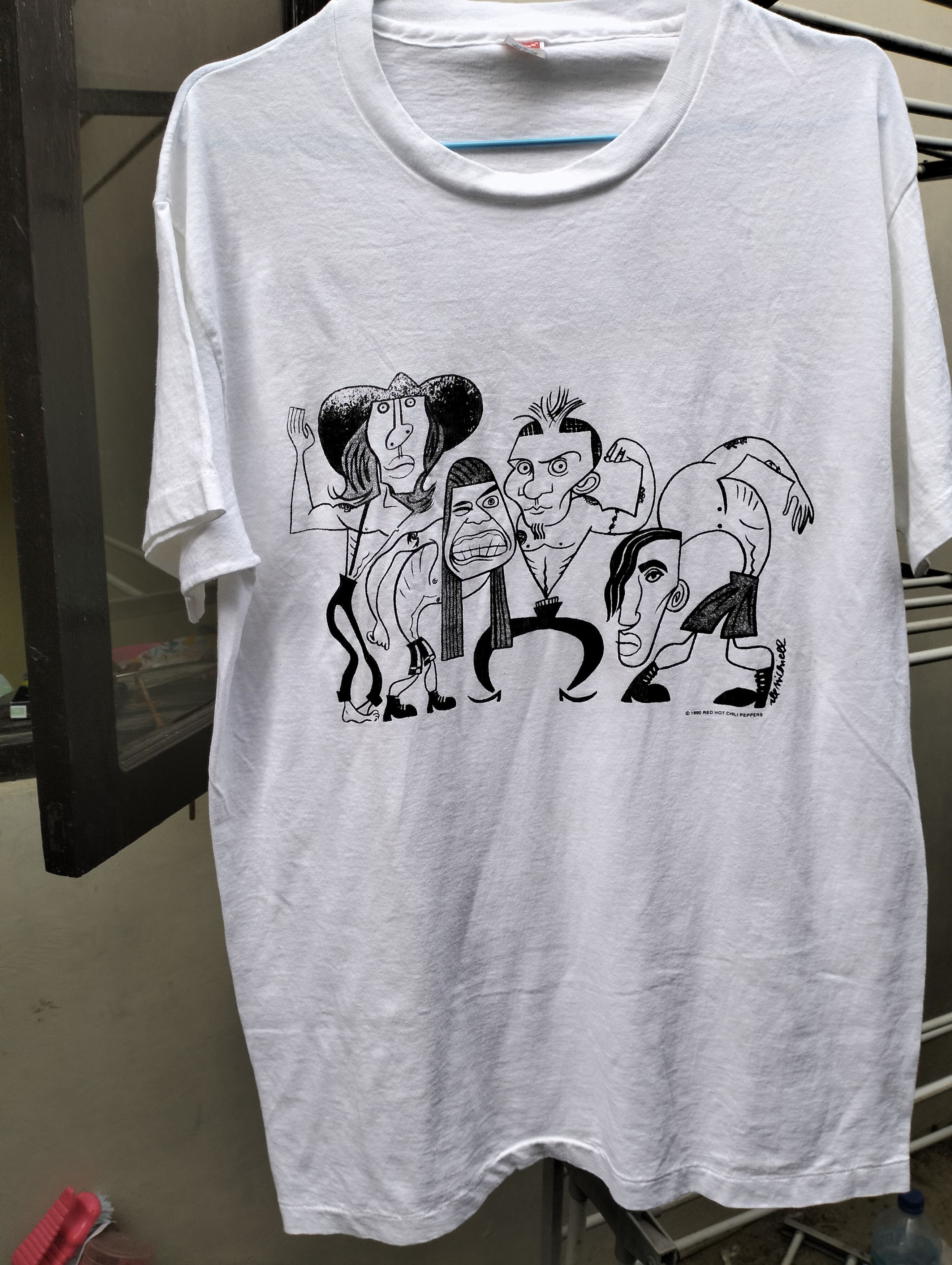 image of Band Tees Vintage 90's Rhcp "picasso" T Shirt Very in White, Men's (Size Large)