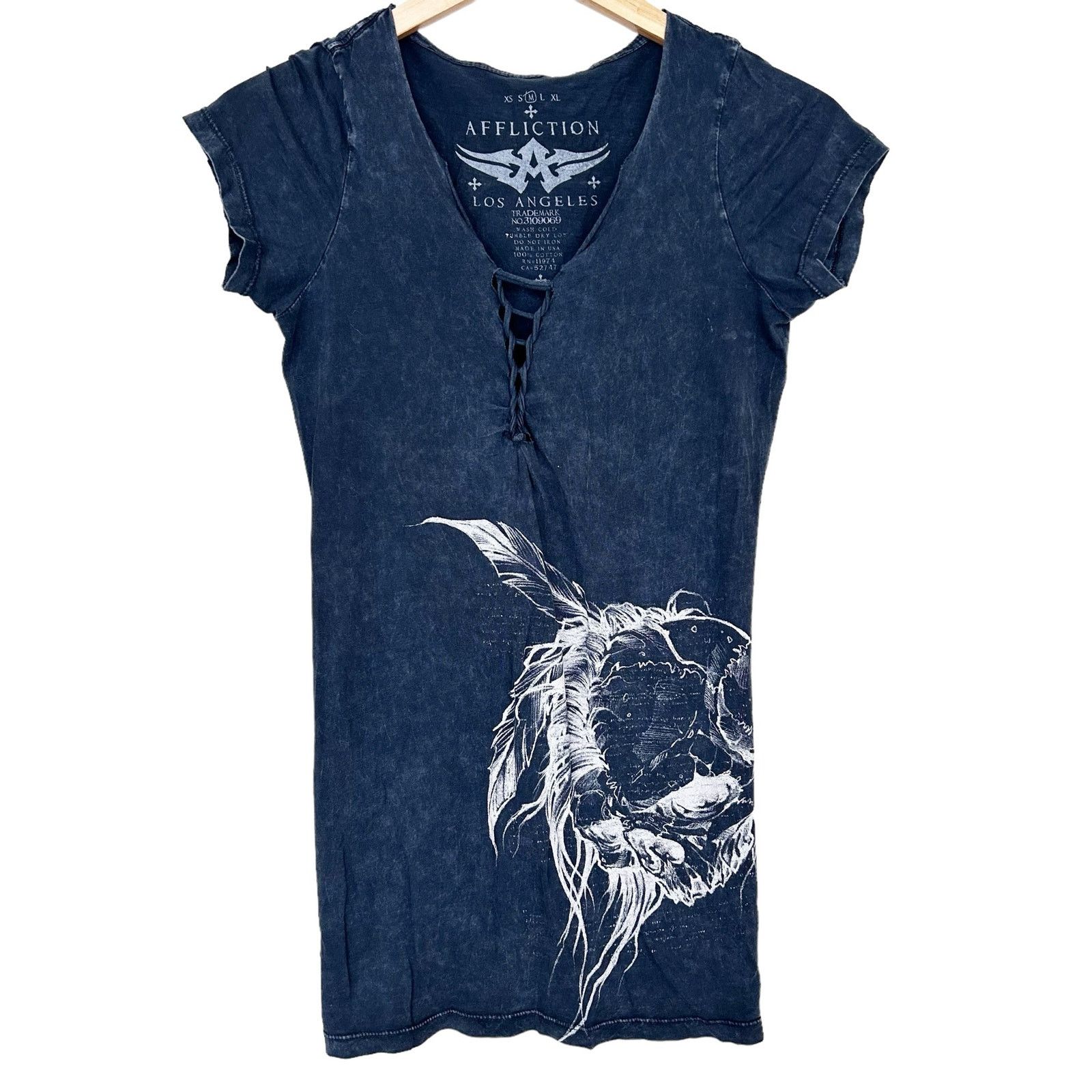 Affliction Affliction Gray Distressed Short Sleeve T Shirt Sz M Size M / US 6-8 / IT 42-44 - 7 Thumbnail