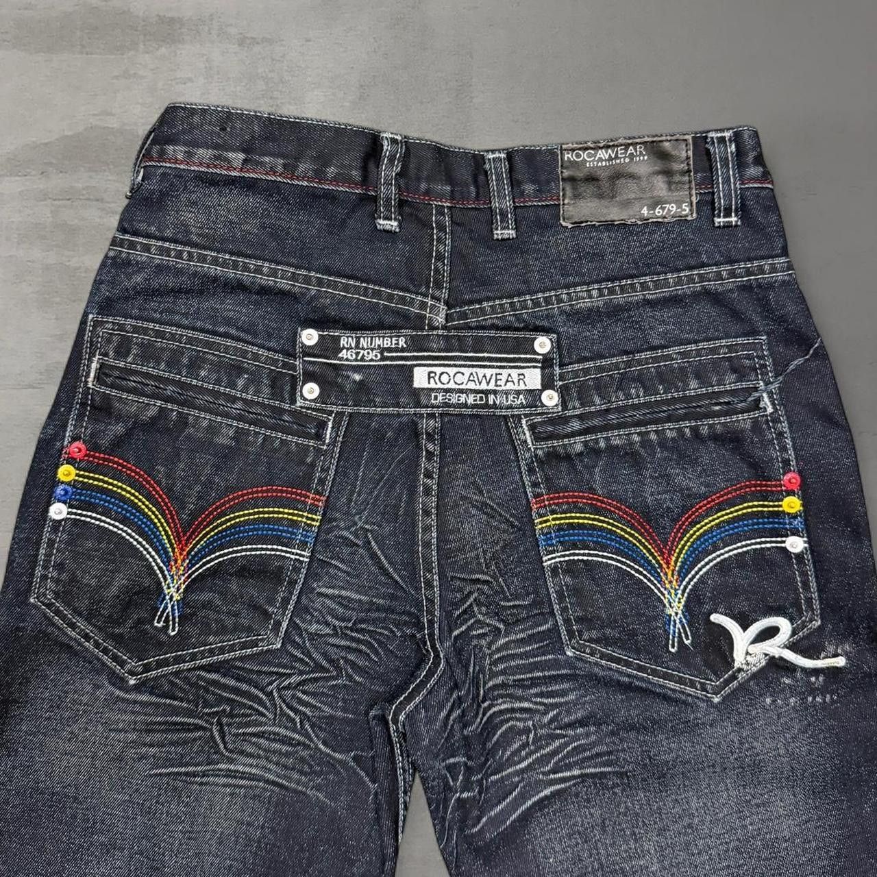 Rocawear Rocawear Button Fly Distressed Faded Wide Leg Jeans 30 x 30 Size US 30 / EU 46 - 6 Thumbnail