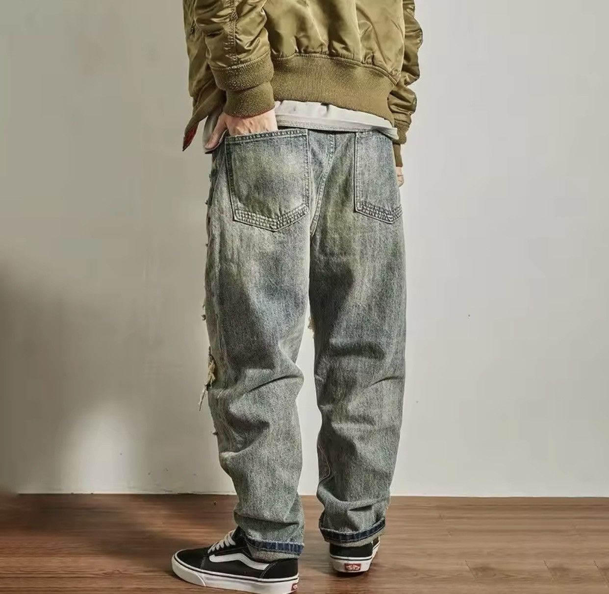 Denime × Vintage Mens Jeans Ripped Casual Pants Size US 32 / EU 48 - 2 Thumbnail