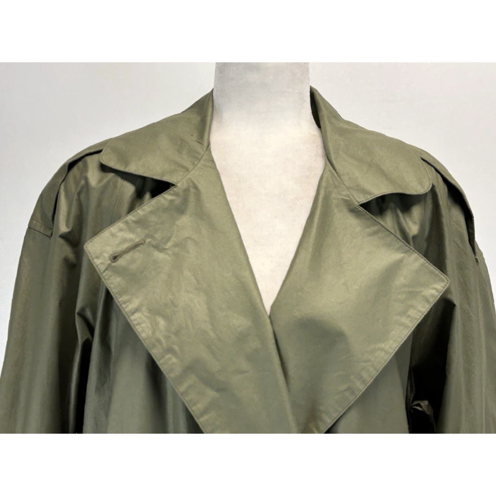 Jones New York VINTAGE Jones New York Women's Trench Coat Sz 14 Belted Double Breasted Cotton Sage 90s Classic Fall Winter Spring Summer Size XL / US 12-14 / IT 48-50 - 7 Thumbnail