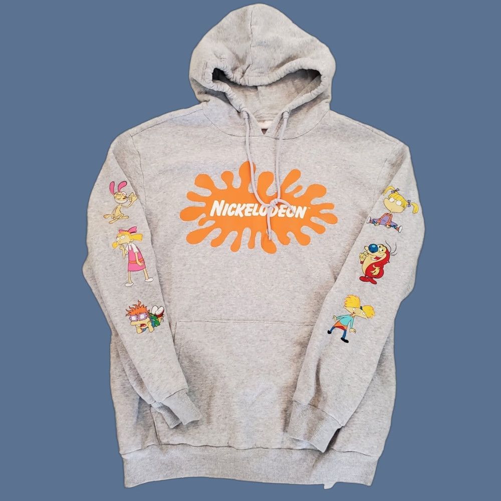 Nickelodeon VINTAGE Nickelodeon 90s Cartoons Hoodie Sweatshirt Gray Large Rocket Power Rugrats Etc Mens Sweatshirt Hoodie Crew Neck Fleece Graphic Print Pockets Size US L / EU 52-54 / 3 - 1 Thumbnail