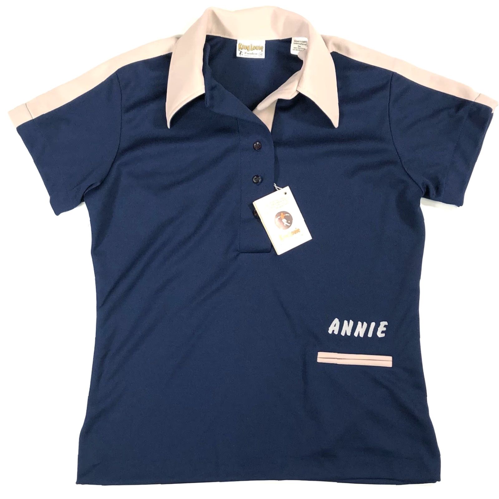 VINTAGE King Louie Shirt Womens 34 Blue 1960s Racine Wis. Lake-Air Advertising Bowling Shirt 60s 34 BT23