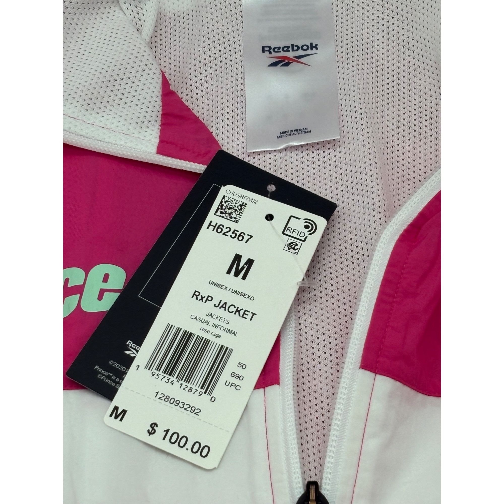 Reebok $100.00 Reebok Unisex Prince Jacket In Rose Rage, Sz. M Size M / US 6-8 / IT 42-44 - 6 Thumbnail