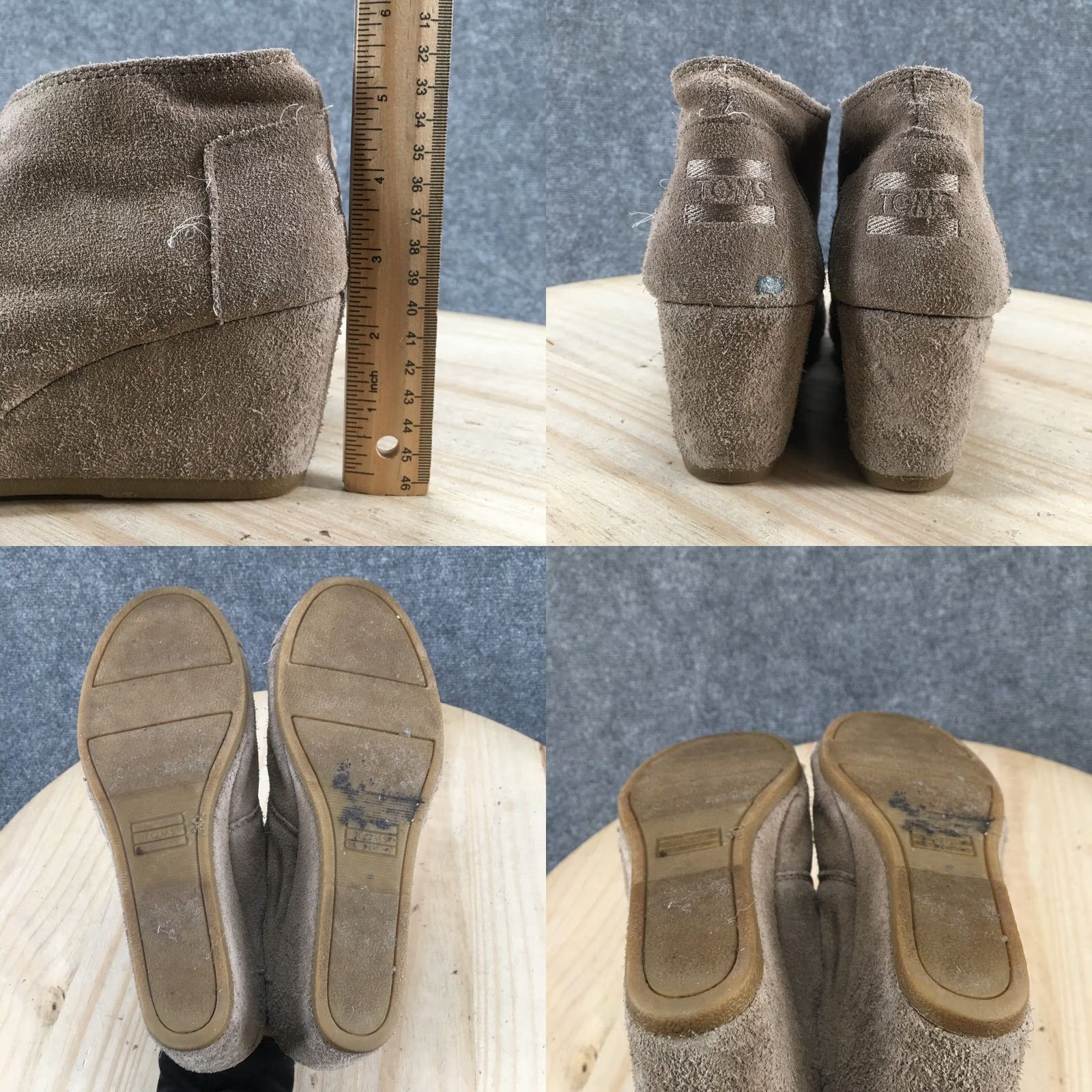 Toms TOMS Boots Womens 8 Casual Ankle Booties Wedge Heels Brown Suede Leather Lace Up Bootie Size US 8 / IT 38 - 9 Thumbnail