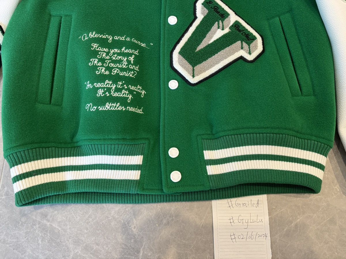 Louis Vuitton Louis Vuitton Green & White Varsity Leather Jacket Size US L / EU 52-54 / 3 - 3 Thumbnail