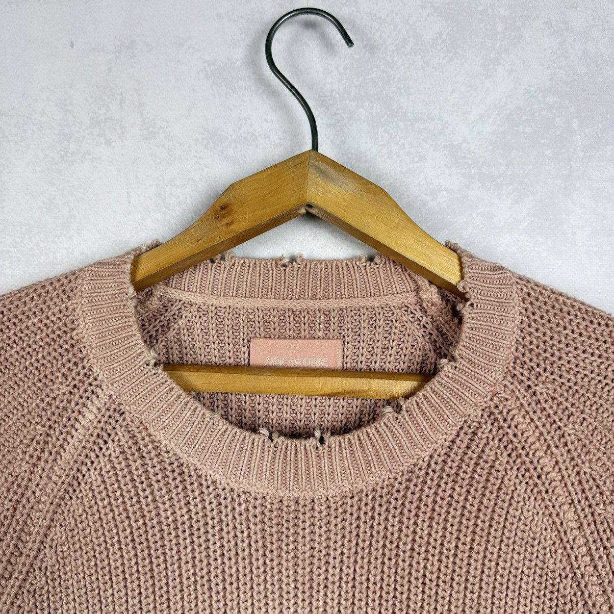 Zadig & Voltaire Zadig&Voltaire Kary Cow Distress Cotton Wool Knit Sweater Size XS / US 0-2 / IT 36-38 - 4 Thumbnail