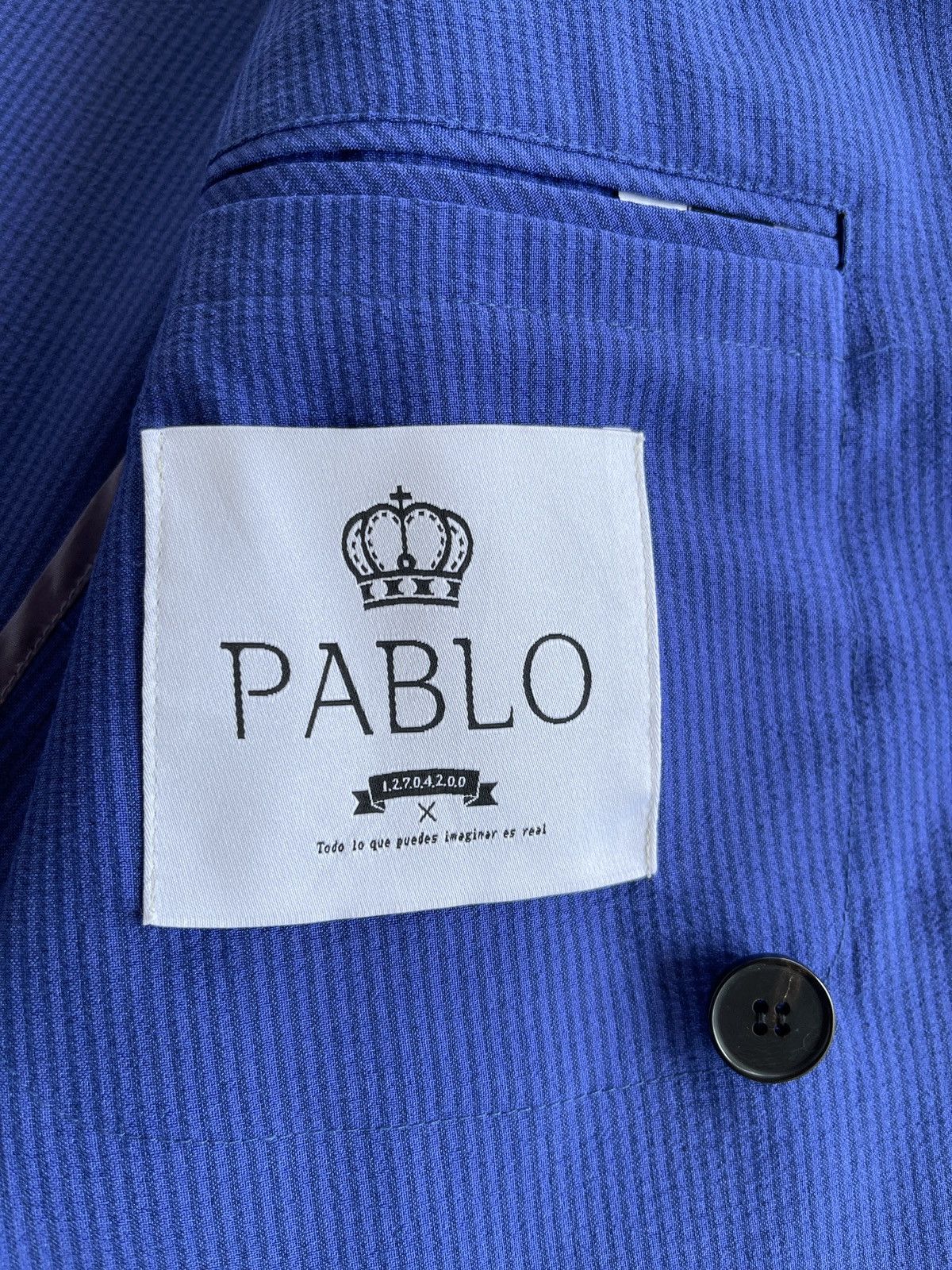 Japanese Brand PABLO Double Breasted Luxury Blue Coat Size US M / EU 48-50 / 2 - 5 Thumbnail