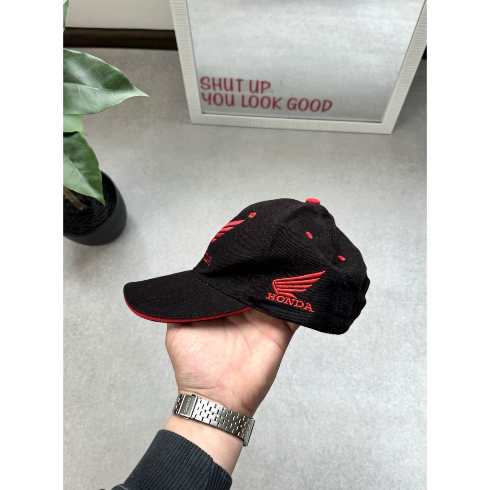 Honda VINTAGE Honda Big Logo Racing Black Cap Men One Size Size ONE SIZE - 3 Thumbnail