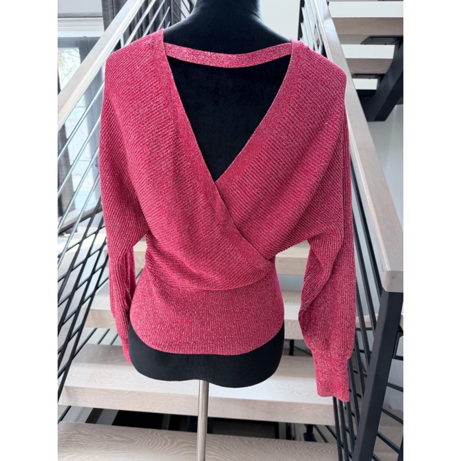 Other Women's red with silver threads shimmery Wrap Sweater size S Size S / US 4 / IT 40 - 6 Thumbnail