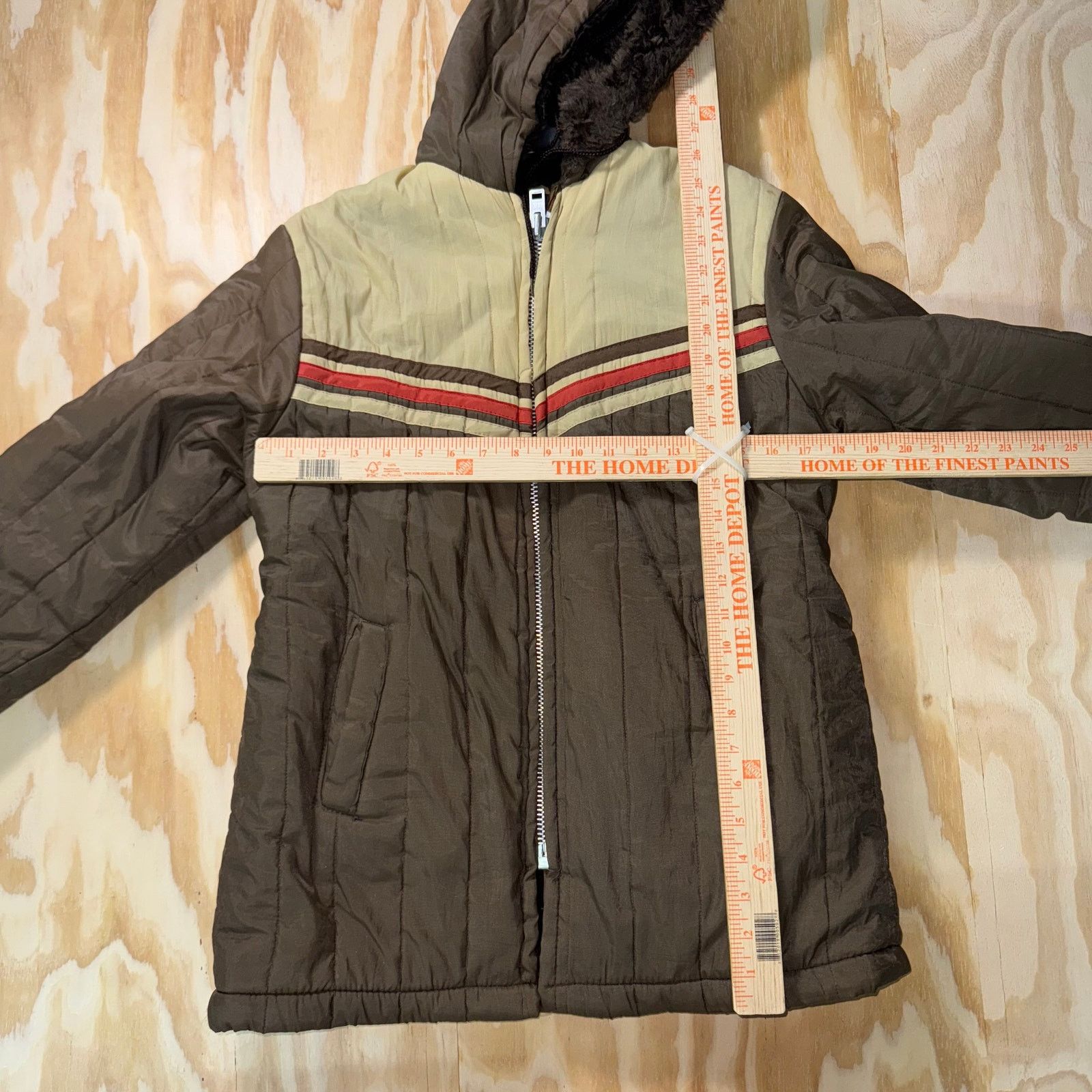 Vintage Vintage Y2K quilted puffer stripe fur lined hood rain jacket Size US S / EU 44-46 / 1 - 4 Thumbnail