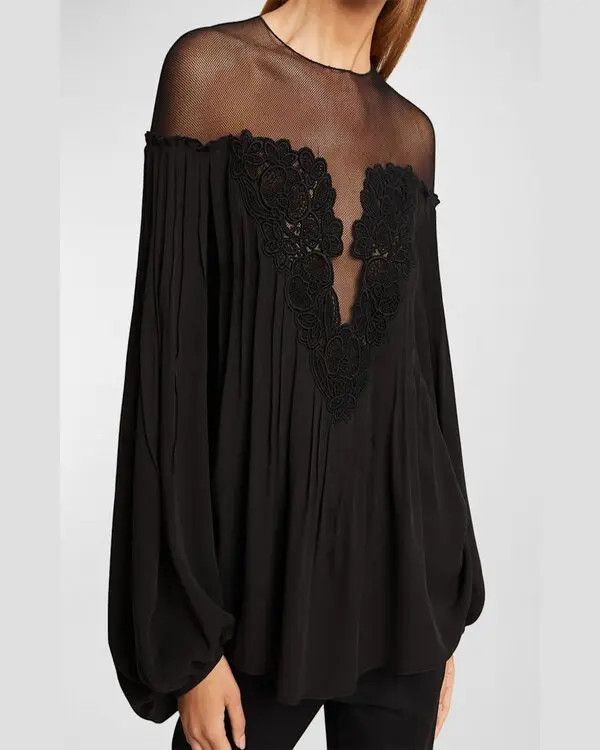 Chloe o1y0825 Silk Blouse in Black Size M / US 6-8 / IT 42-44 - 3 Thumbnail