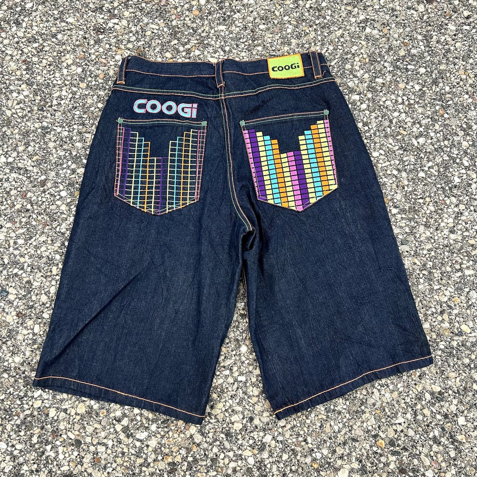 image of Coogi “Tetris Styled” Baggy Jorts in Green, Men's (Size 38)