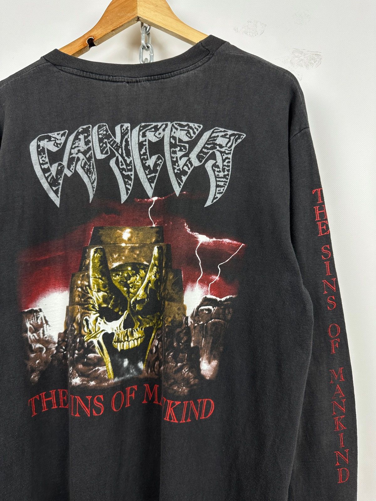 Band Tees 1993 Vintage Cancer Sins Of Mankind Long Sleeve T-Shirt Size US XL / EU 56 / 4 - 6 Thumbnail