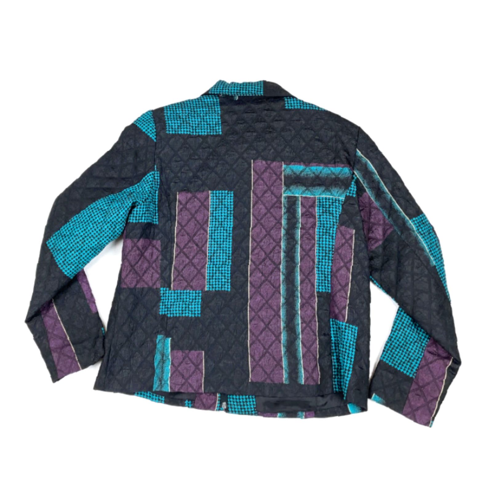 Pinko VTG 90s Multicolor Geometric Full-Zip Windbreaker Jacket Women's M Quilted Erin London Size M / US 6-8 / IT 42-44 - 2 Thumbnail