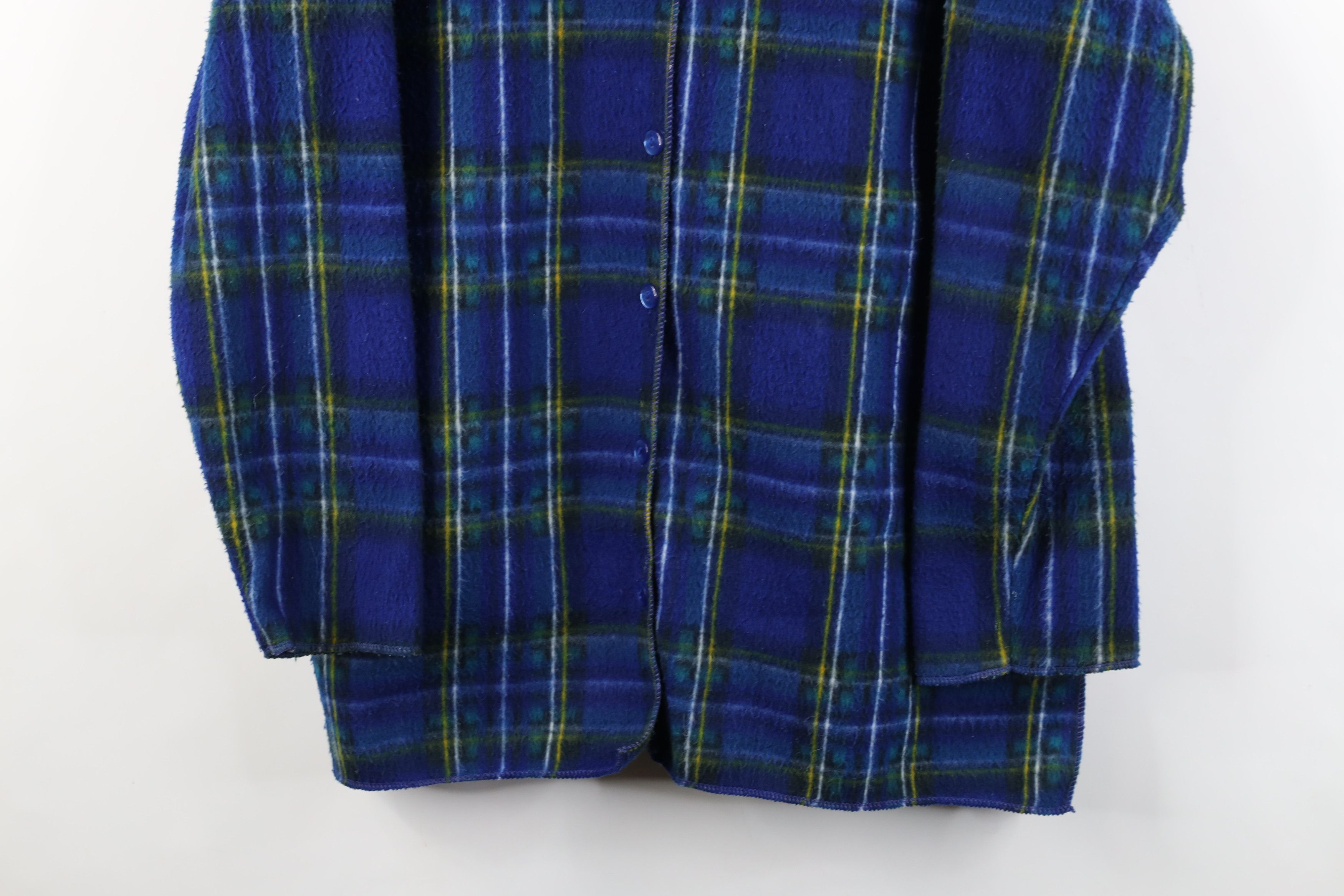 Vintage Vintage 90s Streetwear Fleece Collared Button Shirt Plaid Size L / US 10 / IT 46 - 3 Thumbnail