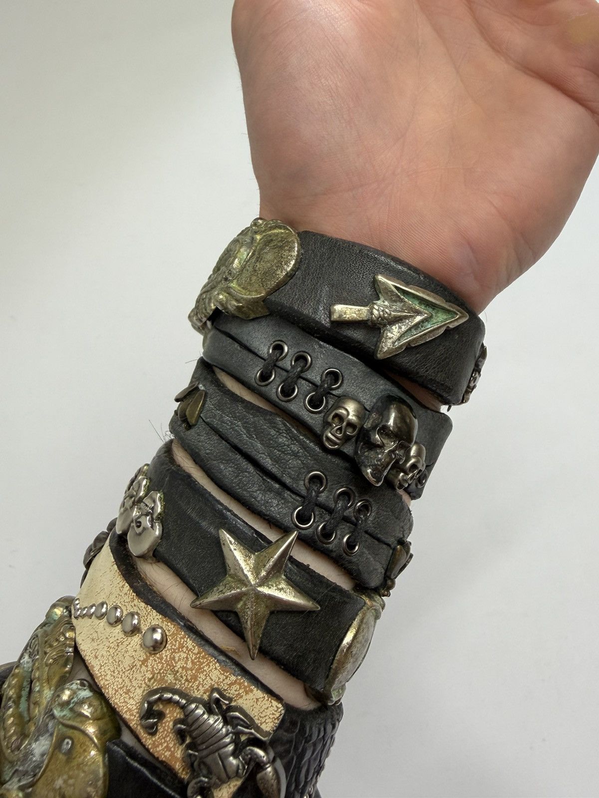 If Six Was Nine Vintage Studded Leather Tribal Belt Y2K Punk Grunge Rockstar Size 34 - 19 Thumbnail