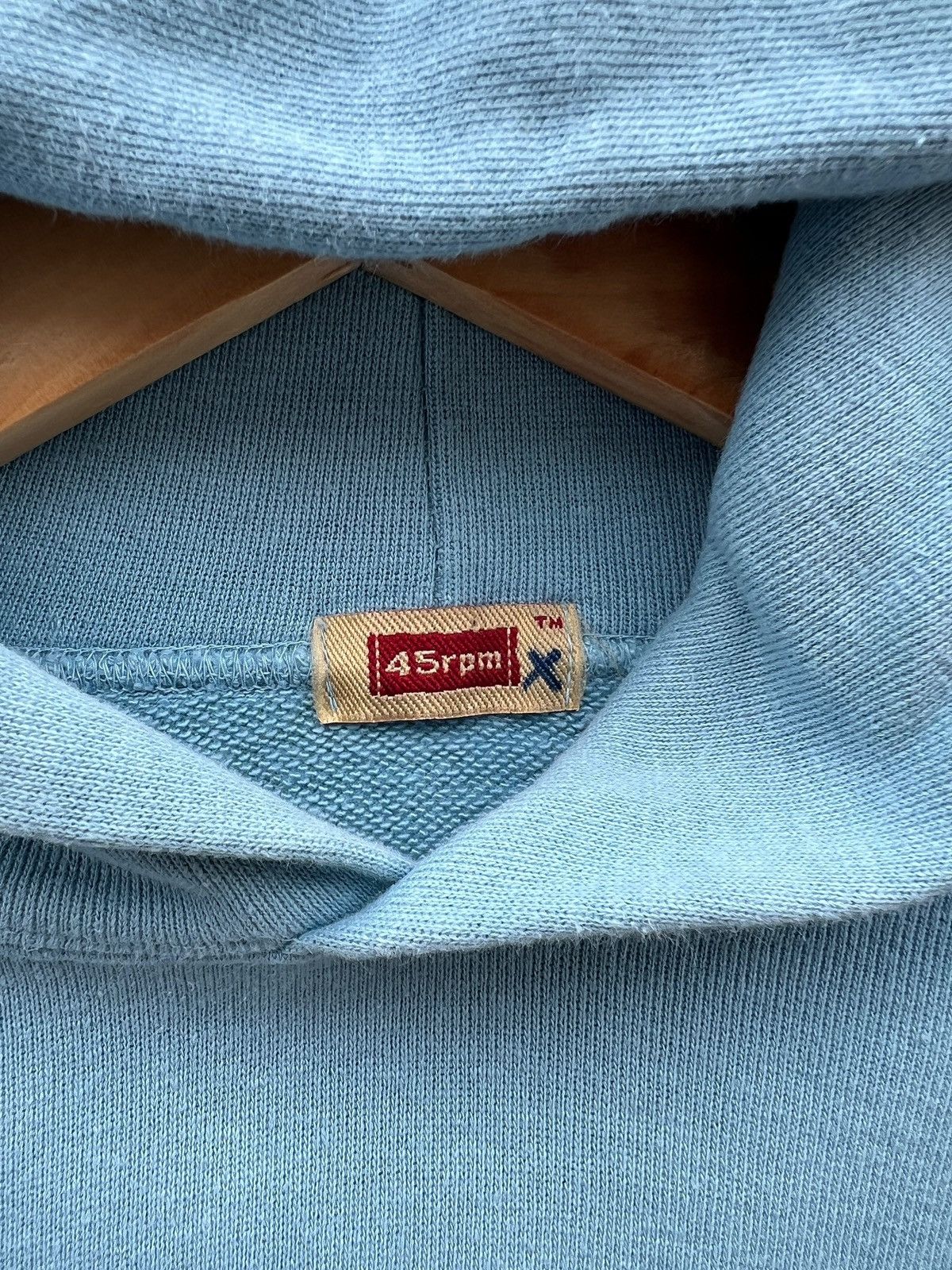45rpm Vintage 45RPM Spellout Logo Soft Blue Hoodie Size US S / EU 44-46 / 1 - 7 Thumbnail