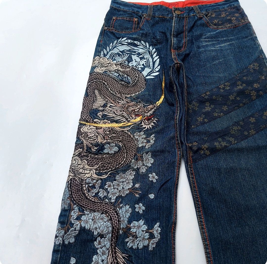 Designer × Japanese Brand Vintage Karakuri Tamashi Dragon Ryu Tatto Art Size US 32 / EU 48 - 5 Thumbnail