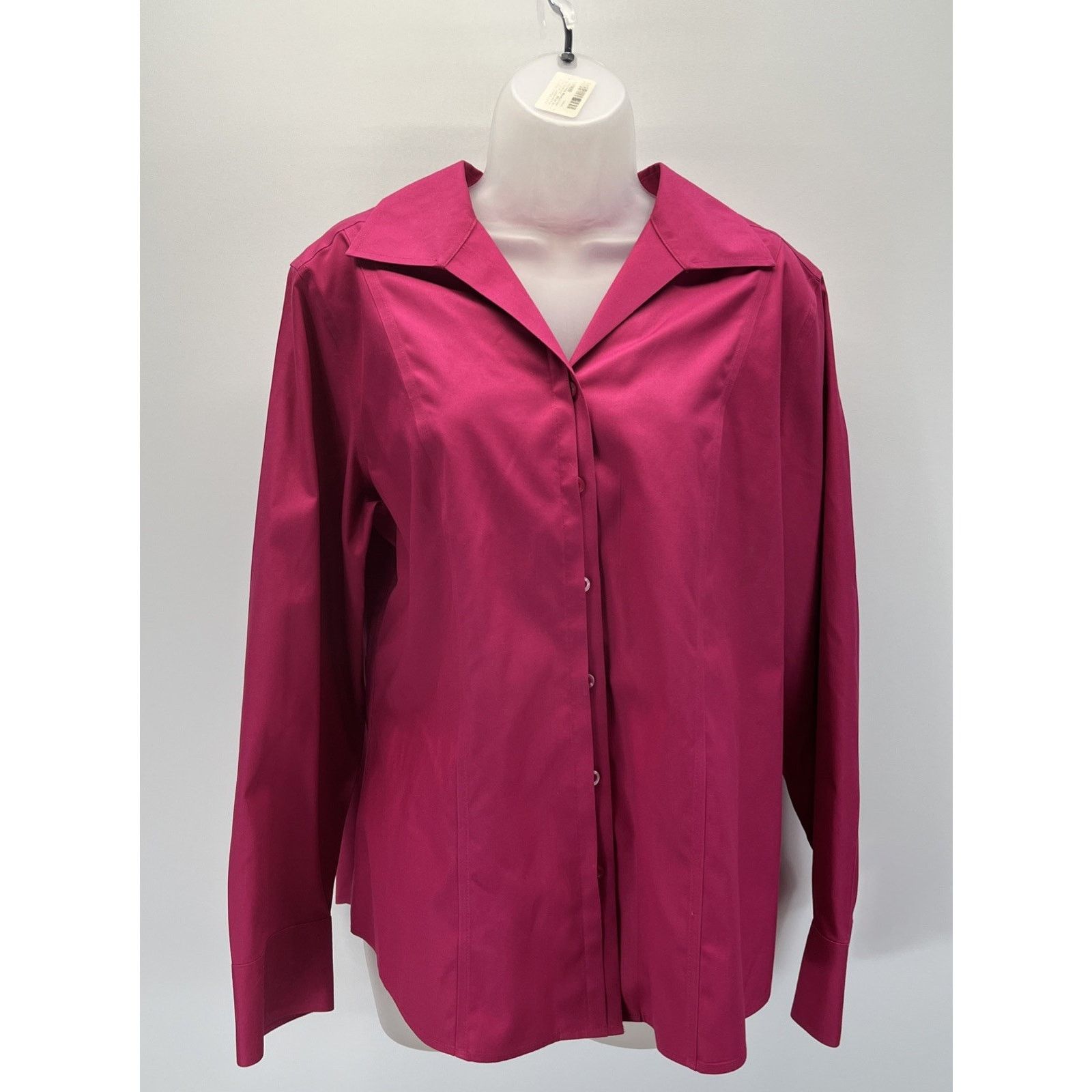 Chicos Chico's Non-Iron Shirt Sz 2 Magenta Button Front Longsleeve Size XS / US 0-2 / IT 36-38 - 1 Thumbnail