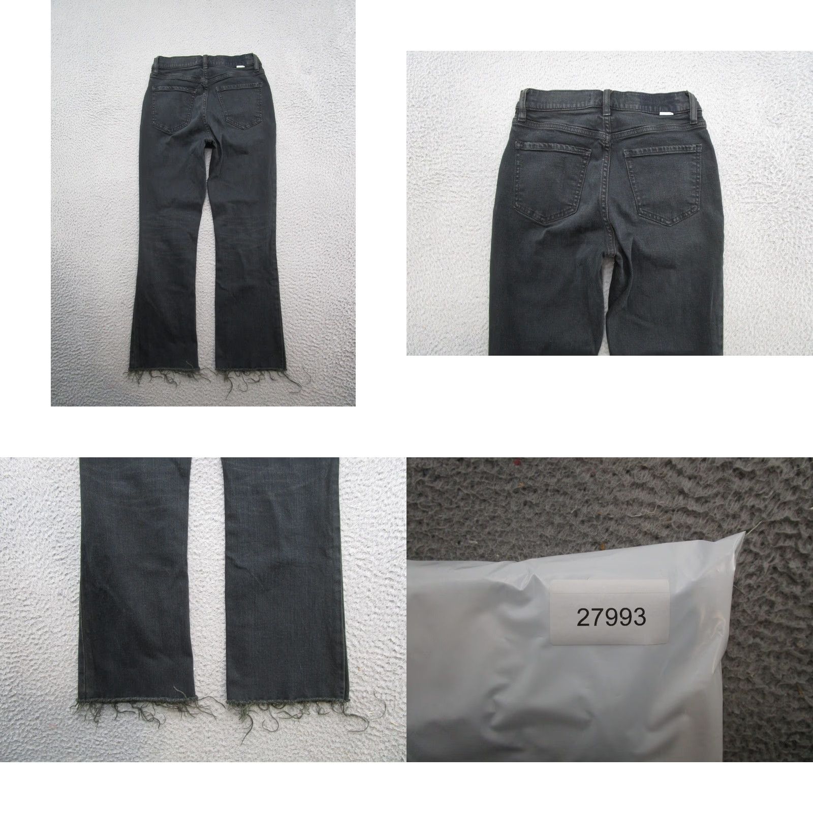 Denime DAZE Jeans Women Black Stretch Distressed Denim Size 25 Bootcut Raw Hem Size 42" / US 20 - 9 Thumbnail