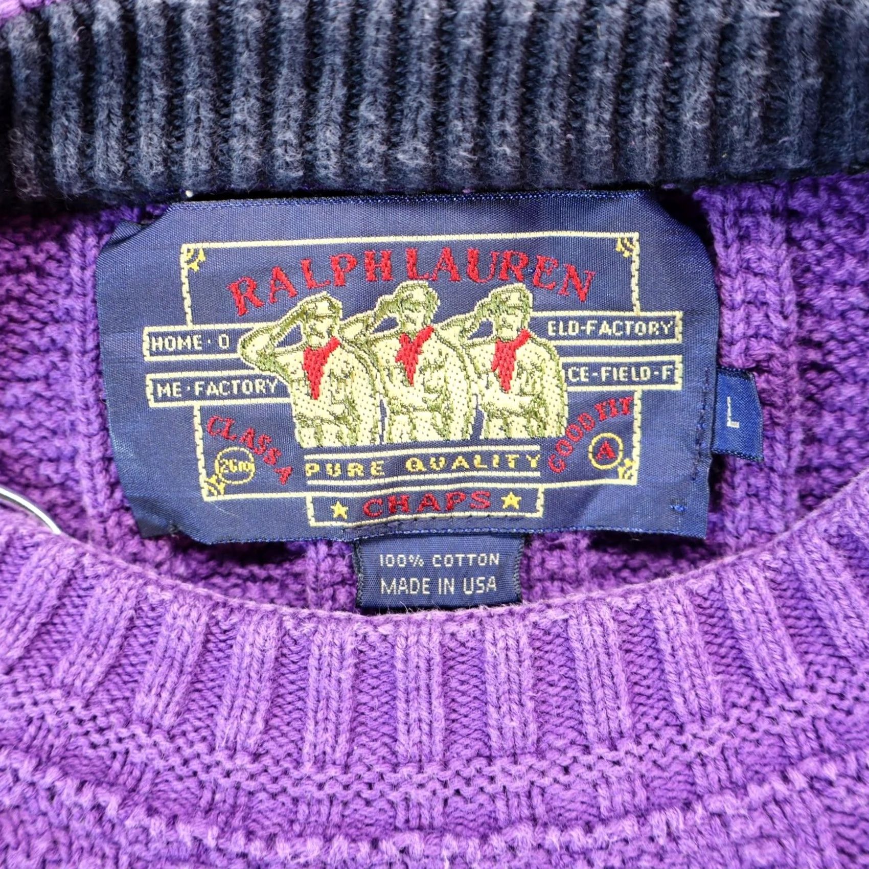 Ralph Lauren VINTAGE Chaps Ralph Lauren Crewneck Sweater Long Sleeve Purple USA Large Boys Mens Size L - Crewneck, Knit, USA, Chaps Ralph Lauren, Viking? Size US L / EU 52-54 / 3 - 5 Thumbnail