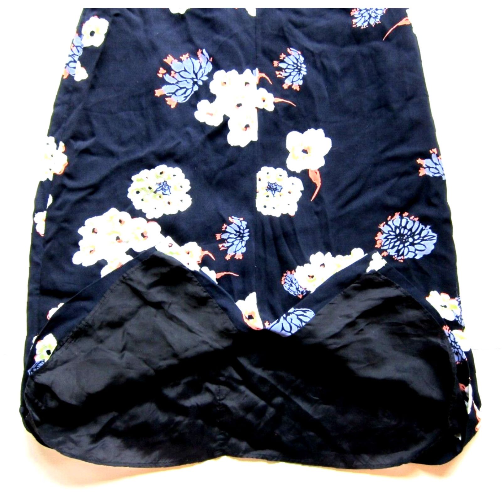Vintage Lewit Dress Navy Blue Purple Floral Short Puff Sleeves Sheath Knee Length 12 Size 34" / US 12 / IT 48 - 5 Thumbnail