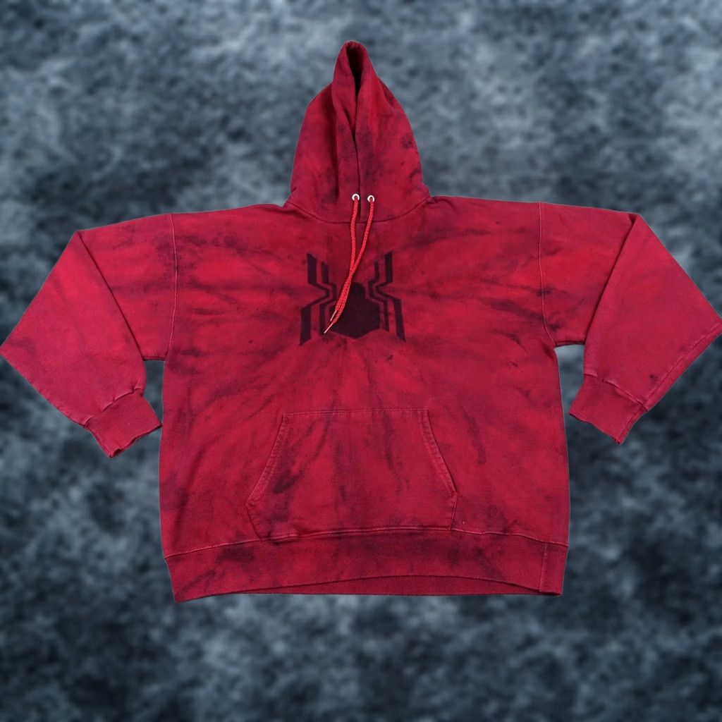 Hanes VINTAGE Spider Man Hoodie Mens L Red Hanes Tie Dye Pullover Graphic Print Fleece Kangaroo Pocket Pullover Hooded Sweatshirt 90% Cotton / 10% Polyester Size US L / EU 52-54 / 3 - 1 Thumbnail