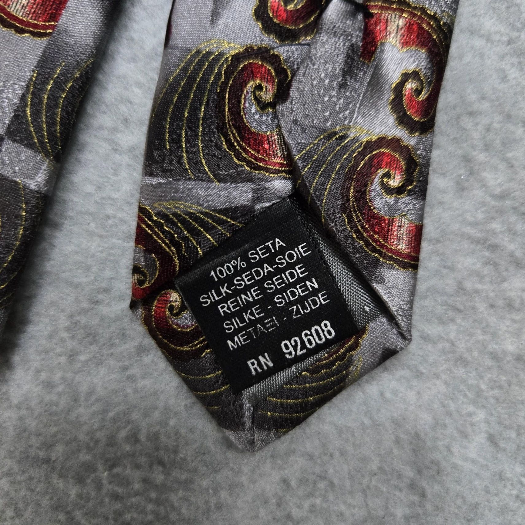 Vintage Gino Rossini Tie Mens Gray Silk Made in Italy Paisley Swirl Pattern Formal Necktie Size ONE SIZE - 7 Thumbnail