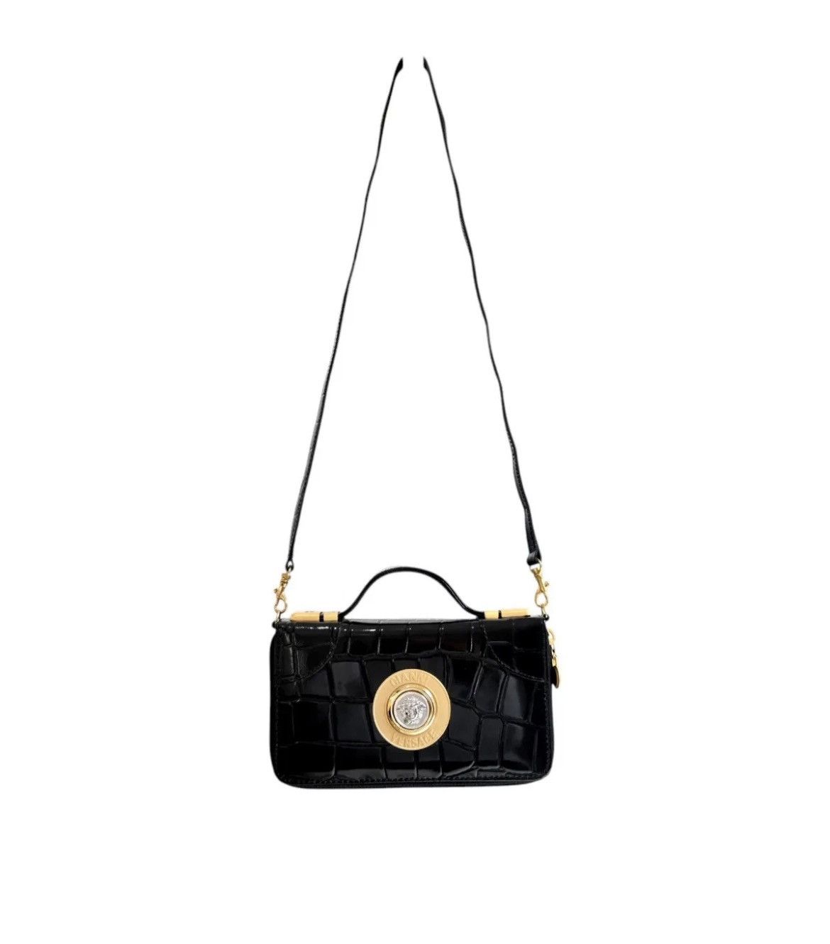 Versace Gianni Versace Medusa Patent Croc Embossed Clutch Size ONE SIZE - 1 Thumbnail