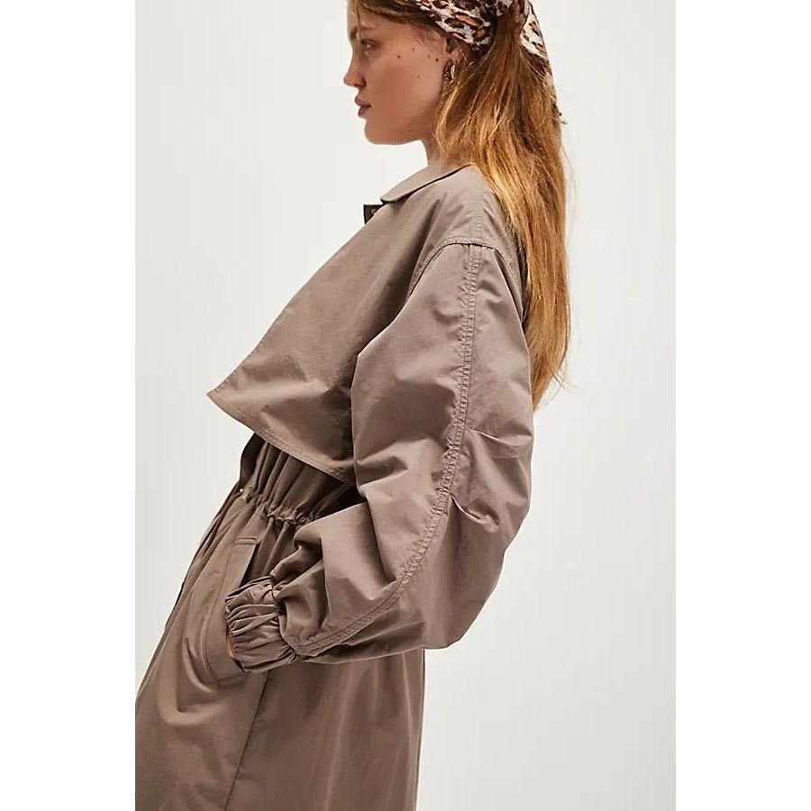 Free People NWT Indy Trench Coat $228 LARGE Dusted Cocoa BROWN Size L / US 10 / IT 46 - 4 Thumbnail