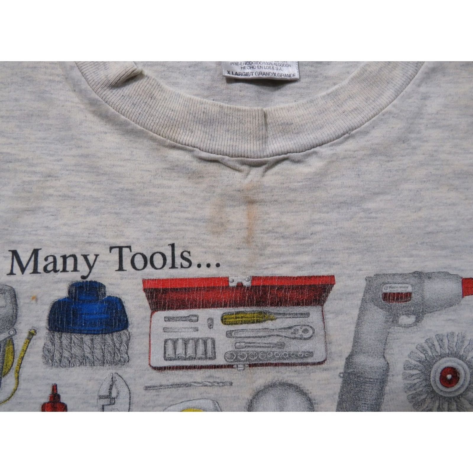 Vintage Oneita T-Shirt So many Tools So little time Funny USA XL Gray Cotton Crew Neck Short Sleeve Personalize Mens Women Vintage No Size US XL / EU 56 / 4 - 5 Thumbnail