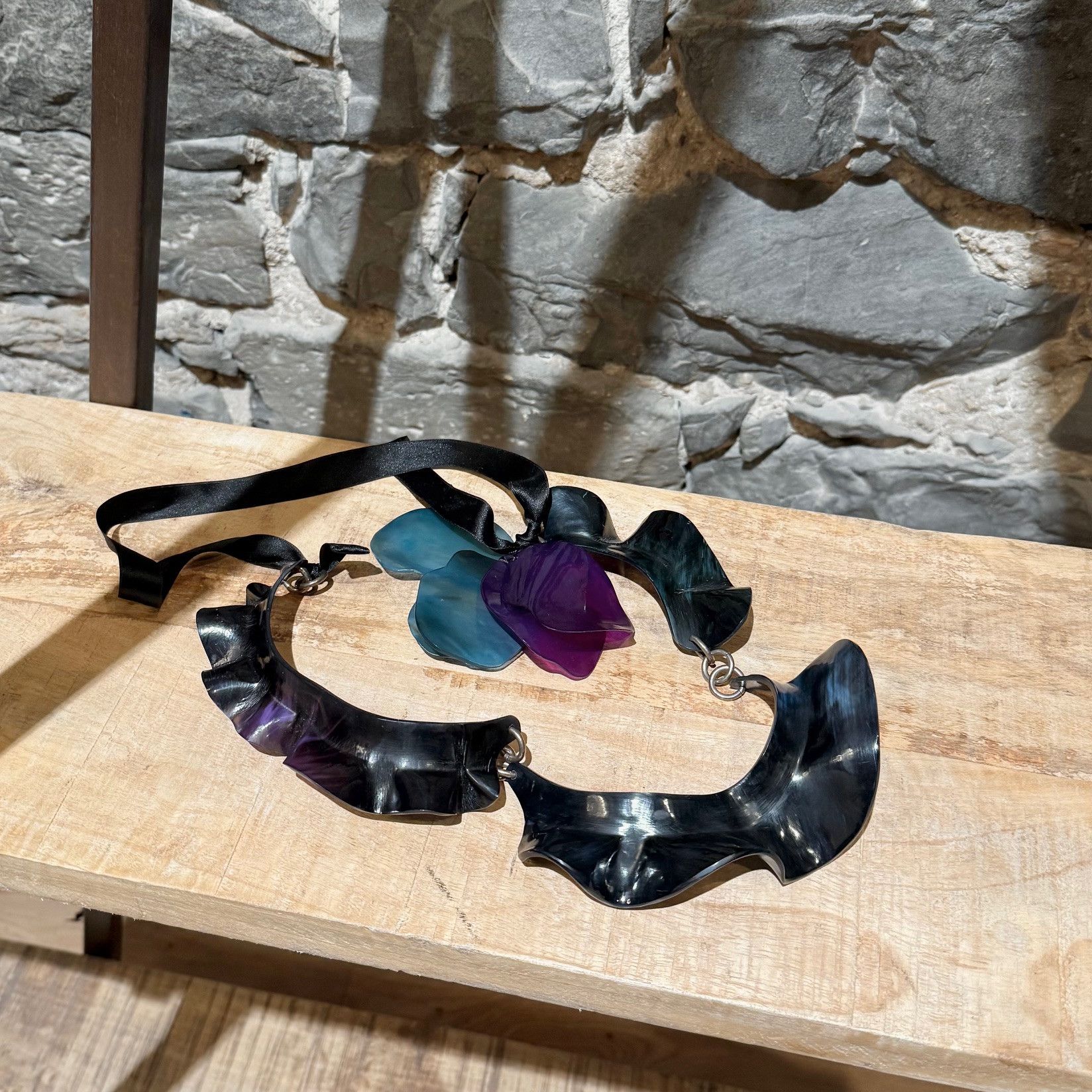 Marni Marni Black Ruffle Statement Ribbon Necklace Size ONE SIZE - 6 Thumbnail