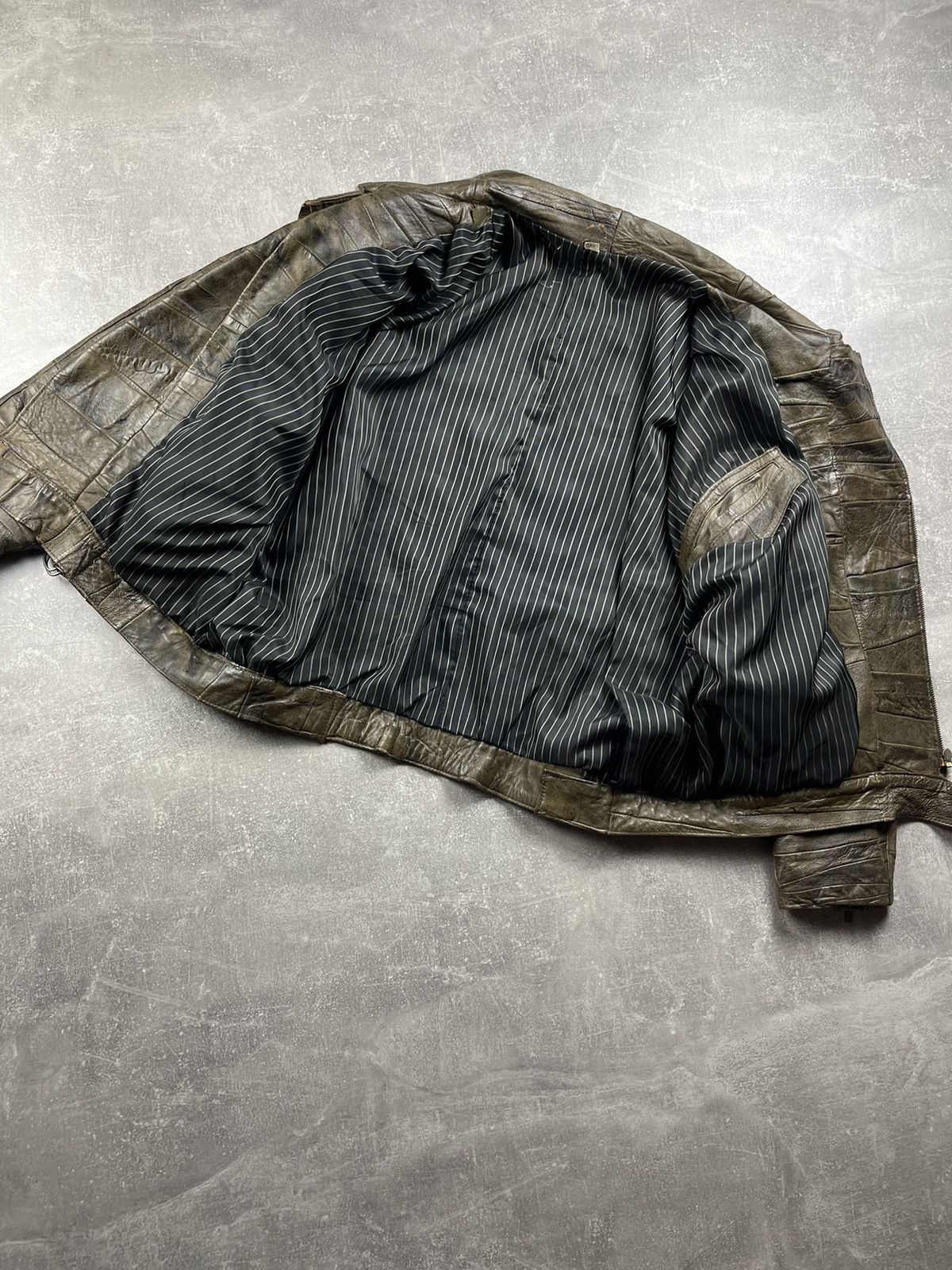 Genuine Leather Vintage Patchwork Avant Garde Genuine Leather Jacket Brown Size US L / EU 52-54 / 3 - 14 Thumbnail