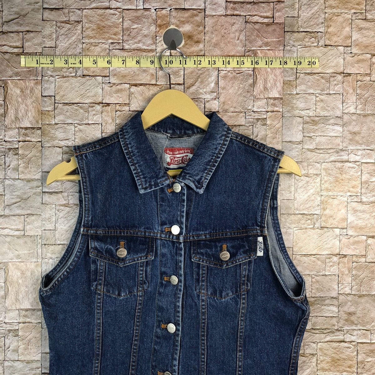 Coca Cola Pepsi Cola Blue Denim Vest #A838 Size US S / EU 44-46 / 1 - 2 Thumbnail
