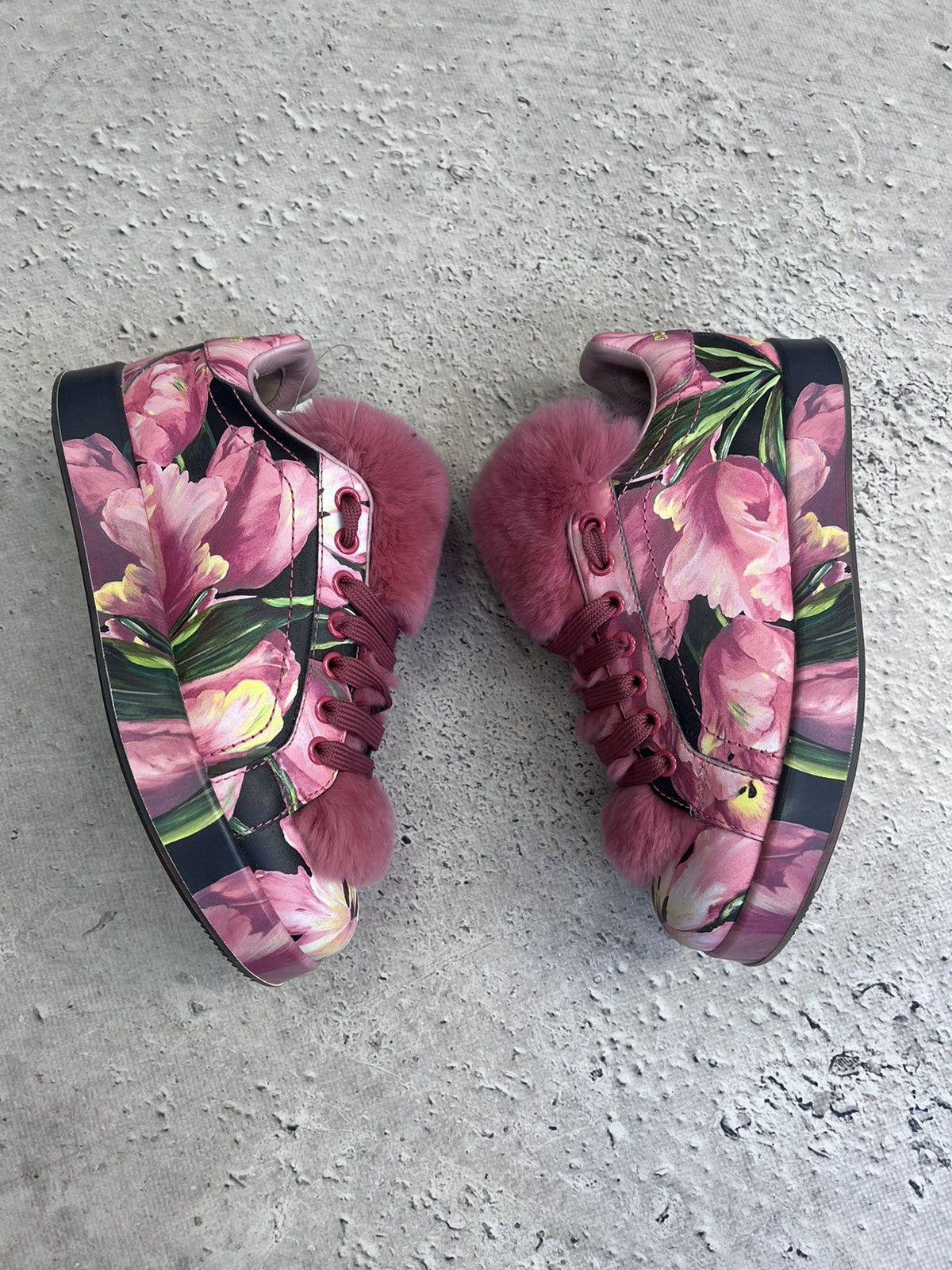 Designer × Dolce & Gabbana Dolce & Gabbana FUR FLORAL LEATHER Sneakers Size US 6 / IT 36 - 4 Thumbnail