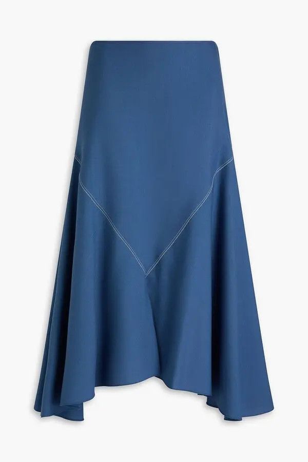 o1w1db11125 Embroidered Wool Midi Skirt in Blue