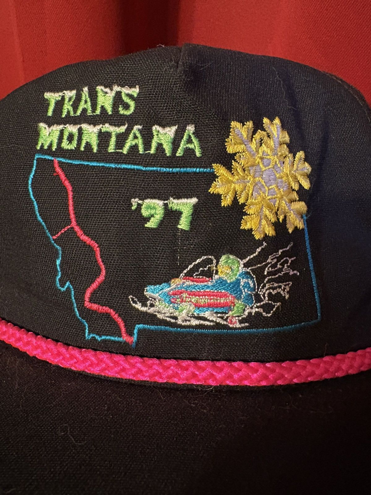 Vintage Trans Montana Hat 90s Snowmobile Pink Rope Hat Grail